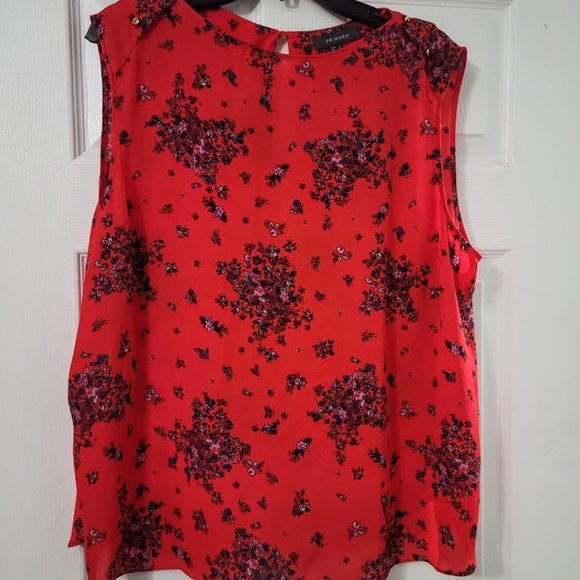 Primark red floral sleeveless top‎ Size 16 - Picture 1 of 3